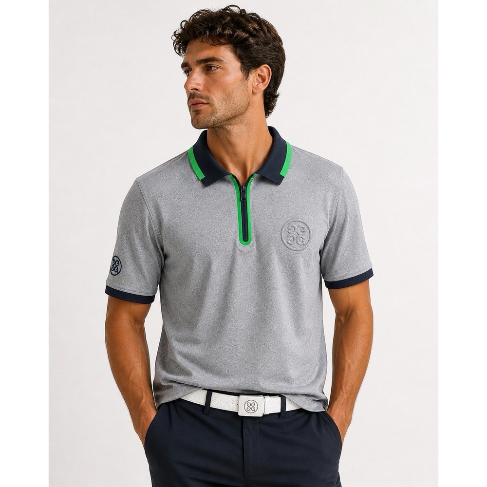 G/FORE‎ Polo Shirt XXL Gray 1/4 Zip Golfcore Neon Trim Performance Logo